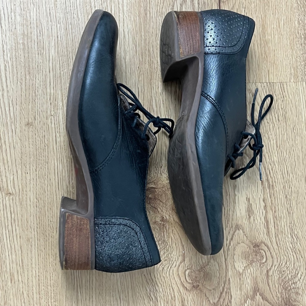 Dansko Dark Academia Oxford Shoes Womens 39 Black Leather Burnished Heel Louise - Picture 8 of 12